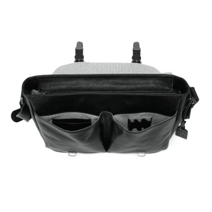 Black genuine leather large capacity shoulder bag - Image 4