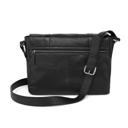 Black genuine leather large capacity shoulder bag - Image 3