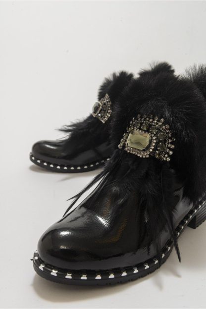Luxury plush rhinestone rivet ankle boots - Image 4