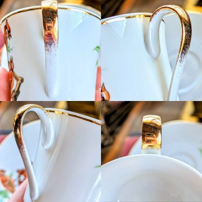Hand-painted cardinal bone china cup and saucer set - Image 9