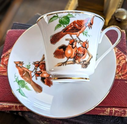 Hand-painted cardinal bone china cup and saucer set - Image 7