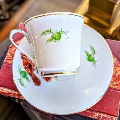 Hand-painted cardinal bone china cup and saucer set - Image 6