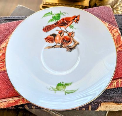 Hand-painted cardinal bone china cup and saucer set - Image 4