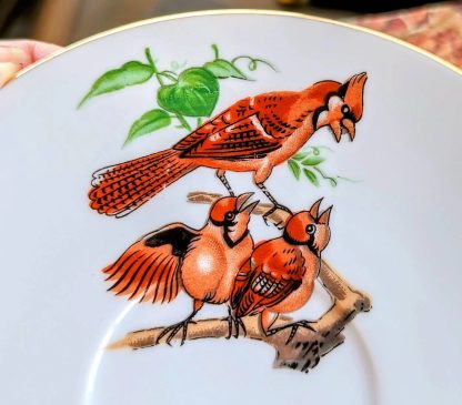 Hand-painted cardinal bone china cup and saucer set - Image 3