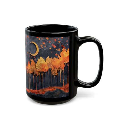 Autumn Moon Night Forest Black Glaze Mug - Image 5