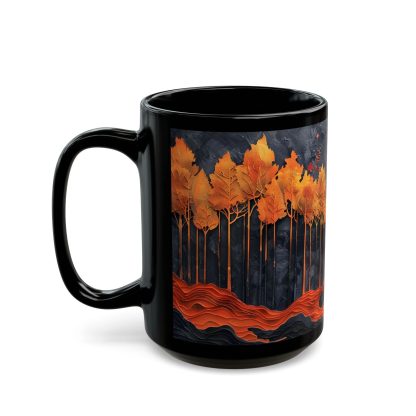 Autumn Moon Night Forest Black Glaze Mug