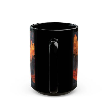 Autumn Moon Night Forest Black Glaze Mug - Image 3