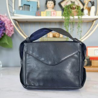 Vintage black leather envelope handbag