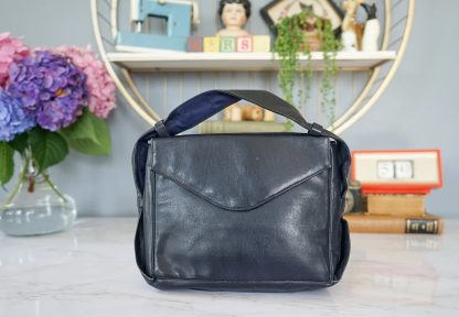 Vintage black leather envelope handbag