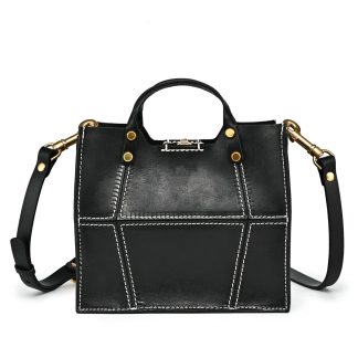 Vintage patchwork layered cowhide handbag