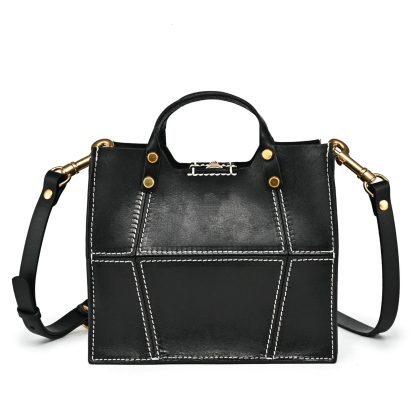 Vintage patchwork layered cowhide handbag