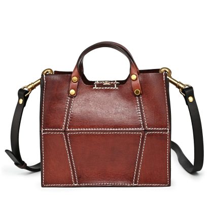 Vintage patchwork layered cowhide handbag - Image 6