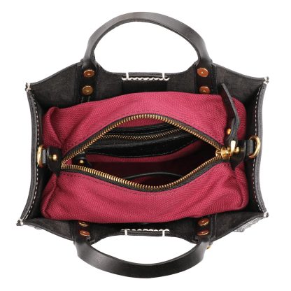 Vintage patchwork layered cowhide handbag - Image 3