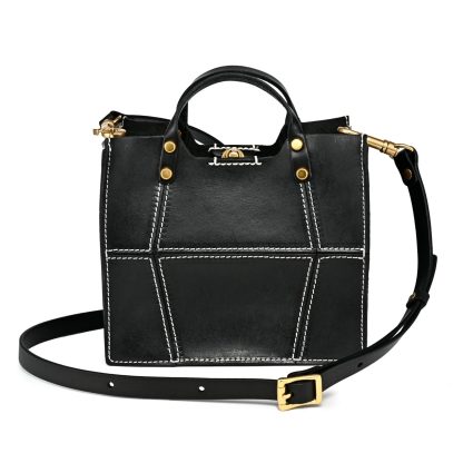 Vintage patchwork layered cowhide handbag - Image 2