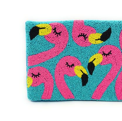 Tropical Flamingo Hand-Beaded Crossbody Bag - Image 6