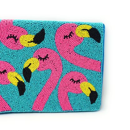 Tropical Flamingo Hand-Beaded Crossbody Bag - Image 5