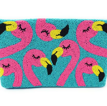 Tropical Flamingo Hand-Beaded Crossbody Bag - Image 4