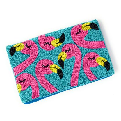 Tropical Flamingo Hand-Beaded Crossbody Bag - Image 3