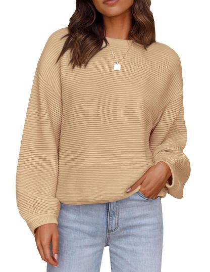Beige striped loose-fitting sweater - Image 8