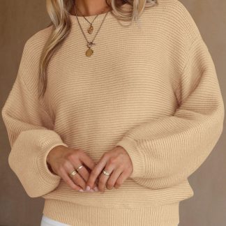 Beige striped loose-fitting sweater