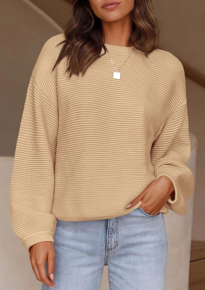 Beige striped loose-fitting sweater - Image 6