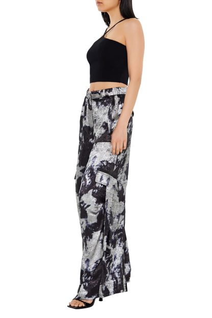 Black and white art print wide-leg cargo pants - Image 3