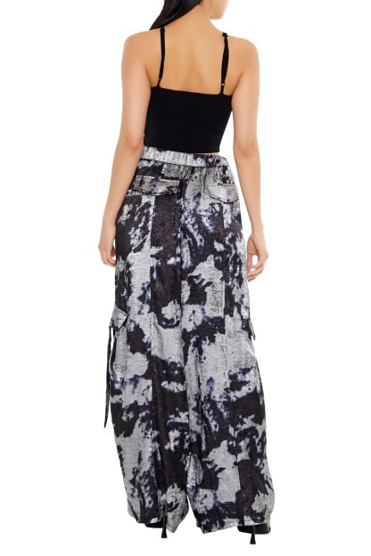 Black and white art print wide-leg cargo pants - Image 2