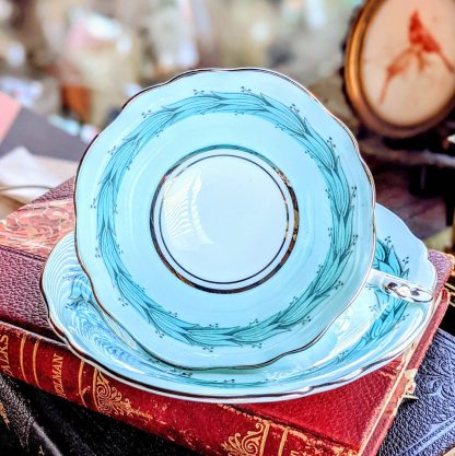 Glacier Blue Bird Feather Bone China Cup and Saucer - Image 7