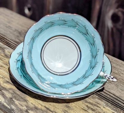 Glacier Blue Bird Feather Bone China Cup and Saucer - Image 6
