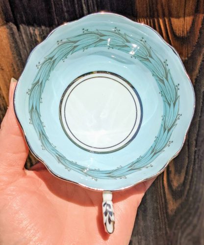 Glacier Blue Bird Feather Bone China Cup and Saucer - Image 5
