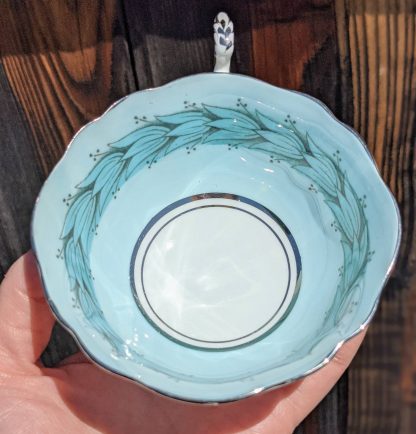 Glacier Blue Bird Feather Bone China Cup and Saucer - Image 4