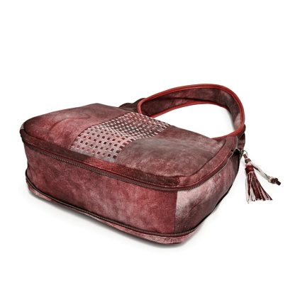 Vintage distressed leather hollow shoulder bag - Image 2