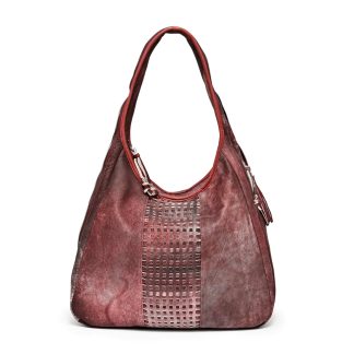 Vintage distressed leather hollow shoulder bag