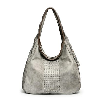 Vintage distressed leather hollow shoulder bag - Image 9