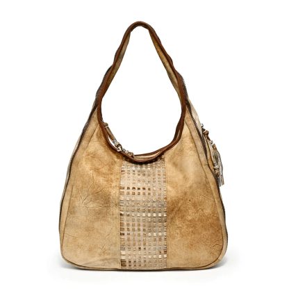 Vintage distressed leather hollow shoulder bag - Image 7