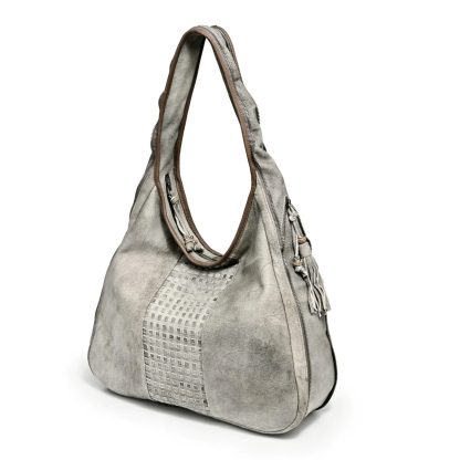Vintage distressed leather hollow shoulder bag - Image 5