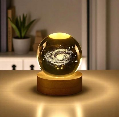 Inner-carved crystal galaxy night light ornament