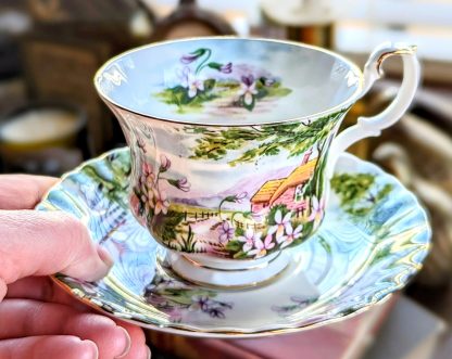 Pastoral landscape bone china cup and saucer set
