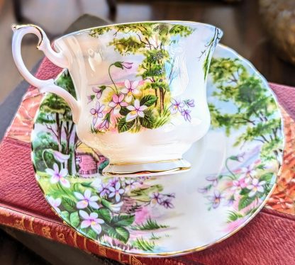 Pastoral landscape bone china cup and saucer set - Image 6