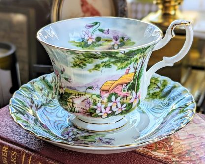 Pastoral landscape bone china cup and saucer set - Image 5