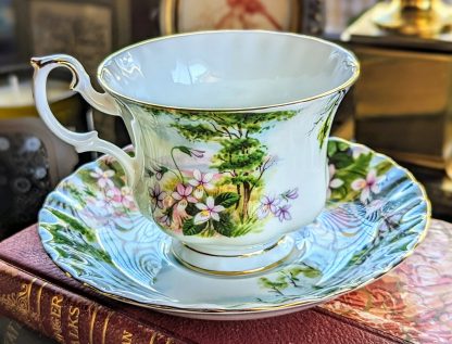 Pastoral landscape bone china cup and saucer set - Image 4