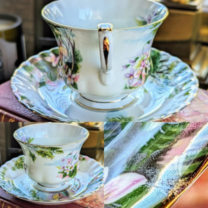 Pastoral landscape bone china cup and saucer set - Image 3