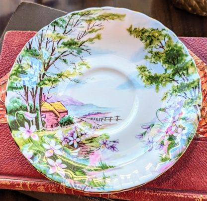 Pastoral landscape bone china cup and saucer set - Image 2