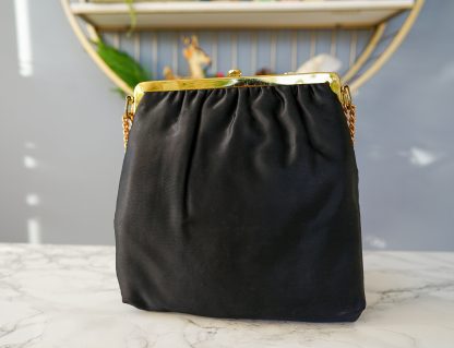 Vintage pleated satin gold chain handbag - Image 5