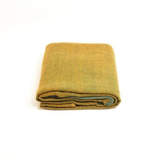 Turmeric color-block wool-blend throw blanket