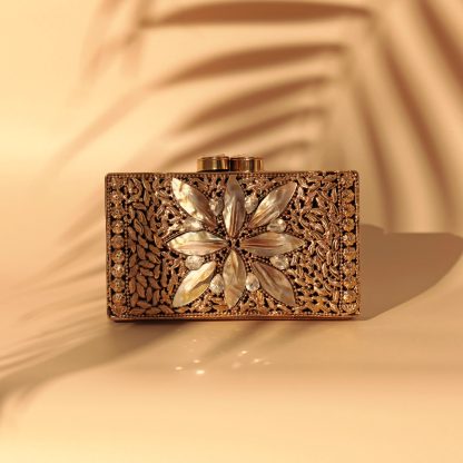 Vintage Golden Flower Evening Bag - Image 6