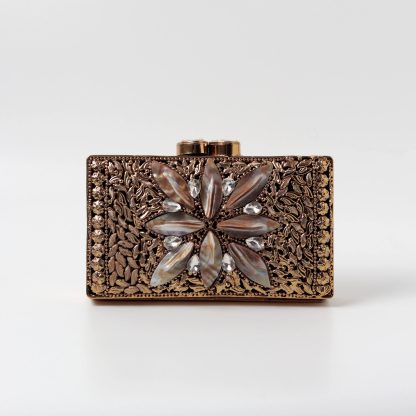 Vintage Golden Flower Evening Bag