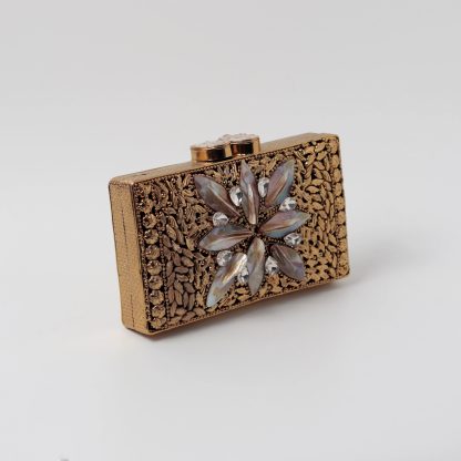 Vintage Golden Flower Evening Bag - Image 3