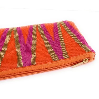 Vibrant geometric color-block hand-beaded clutch - Image 2