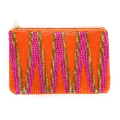 Vibrant geometric color-block hand-beaded clutch - Image 11